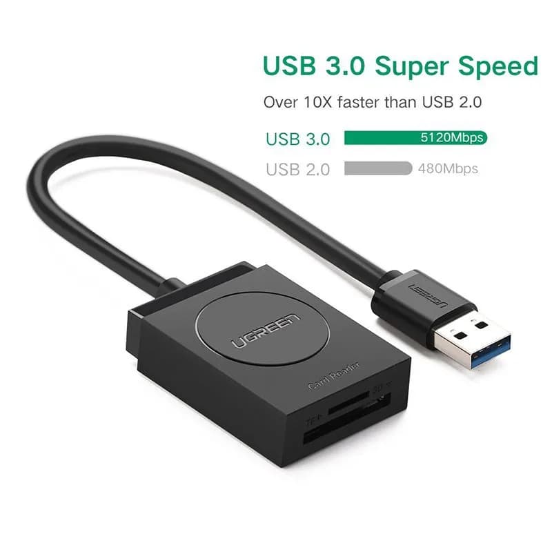 Đầu Đọc Thẻ Nhớ TF/SD Chuẩn USB 3.0 Cao Cấp Ugreen 20250