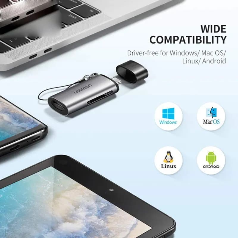Đầu Đọc Thẻ Nhớ SD/TF Chân USB-C Cao Cấp Ugreen 50704 Cho MacBook, Điện Thoại