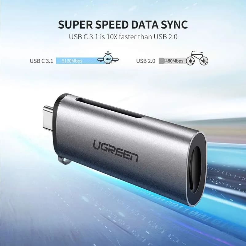 Đầu Đọc Thẻ Nhớ SD/TF Chân USB-C Cao Cấp Ugreen 50704 Cho MacBook, Điện Thoại