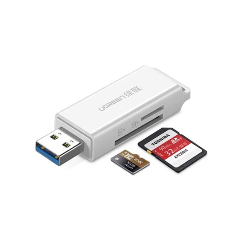 Đầu đọc thẻ nhớ Ugreen 40753 Trắng | USB 3.0 cho thẻ SD và Micro SD