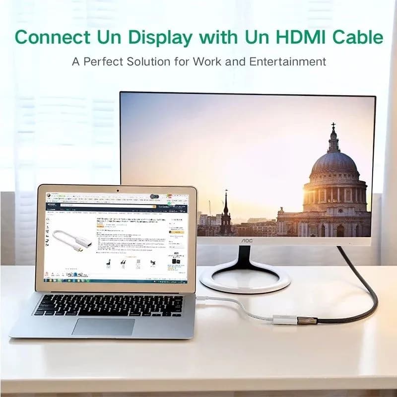Cáp Chuyển Đổi Mini DisplayPort Sang HDMI Có Chipset Ugreen 10460 (Dài 18cm, Màu Trắng)