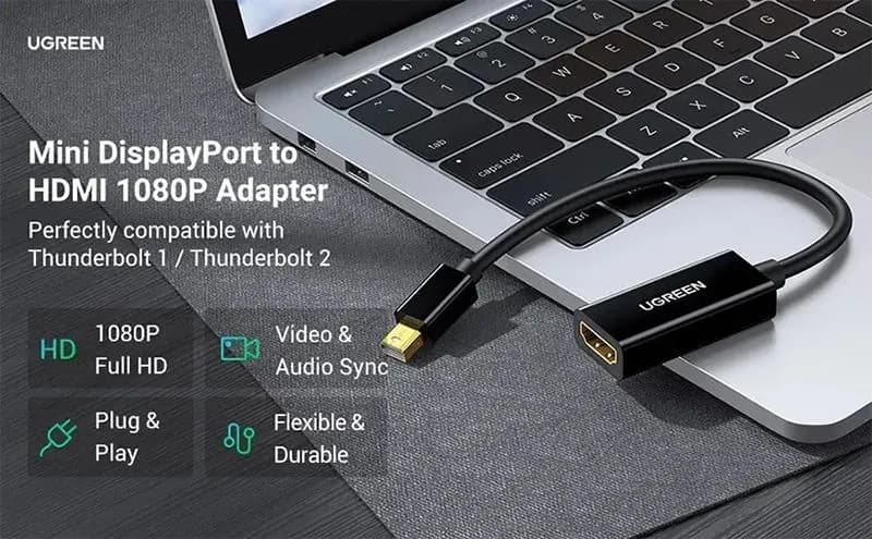 Cáp Chuyển Đổi Mini DisplayPort Sang HDMI Có Chipset Ugreen 10461 (Dài 18cm, Màu Đen)