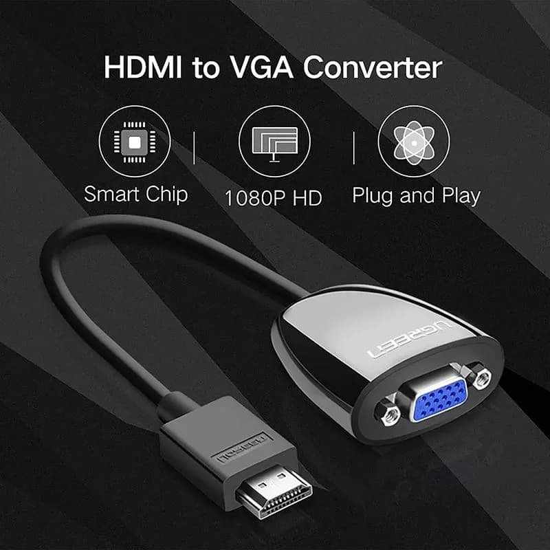 Cáp Chuyển Đổi HDMI Sang VGA Có Chipset Ugreen 40253 (Màu Đen) - Full HD 1080P