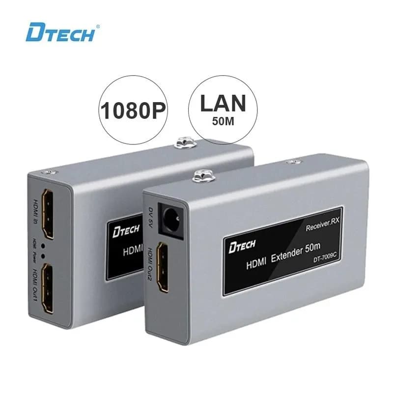 Bộ Kéo Dài HDMI Qua LAN 50m Dtech DT-7009C Full HD 1080P