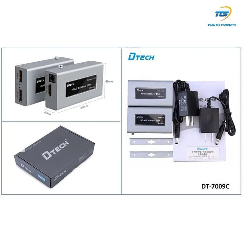 Bộ Kéo Dài HDMI Qua LAN 50m Dtech DT-7009C Full HD 1080P - hover