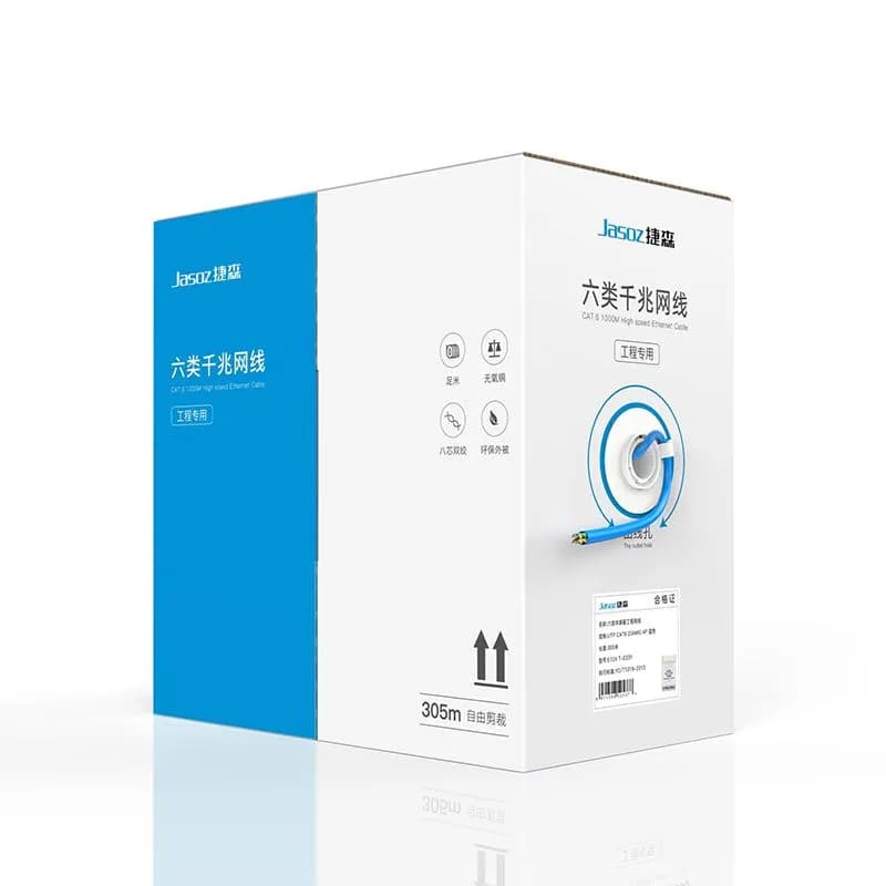 Cáp Mạng Cat6 UTP Jasoz E124 T-E231 24AWG Thùng 305m Màu Xanh