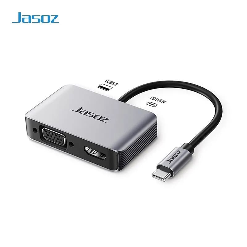 Cáp Chuyển USB-C Sang HDMI VGA USB 3.0 PD 100W 18cm Jasoz H107 (T-H107)