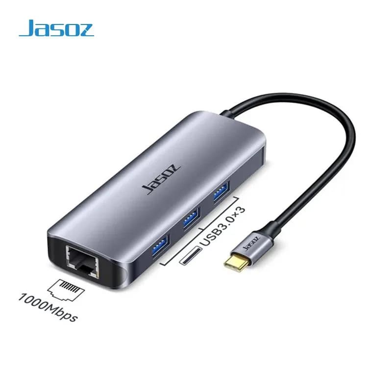 HUB Chuyển đổi USB-C Sang LAN Gigabit và 3 Cổng USB 3.0 Jasoz H108 T-H108