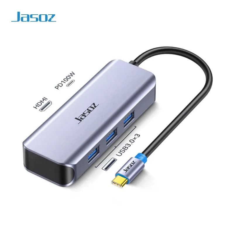 HUB Chuyển Đổi USB-C Sang HDMI 3 Cổng USB 3.0 PD 100W Jasoz H109 T-H109