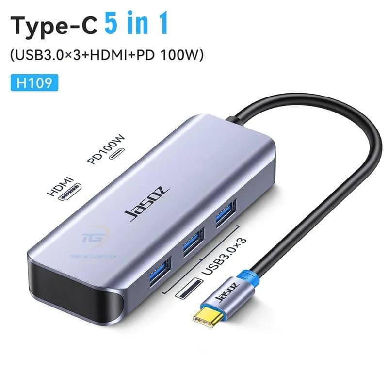 HUB Chuyển Đổi USB-C Sang HDMI 3 Cổng USB 3.0 PD 100W Jasoz H109 T-H109