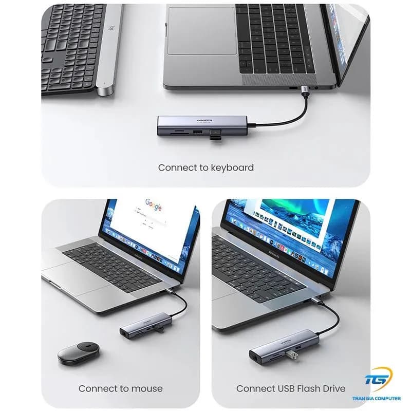 Hub Chuyển USB-C Sang HDMI 4K@60Hz, USB 3.0, LAN Gigabit và SD/TF Ugreen 60515 CM512