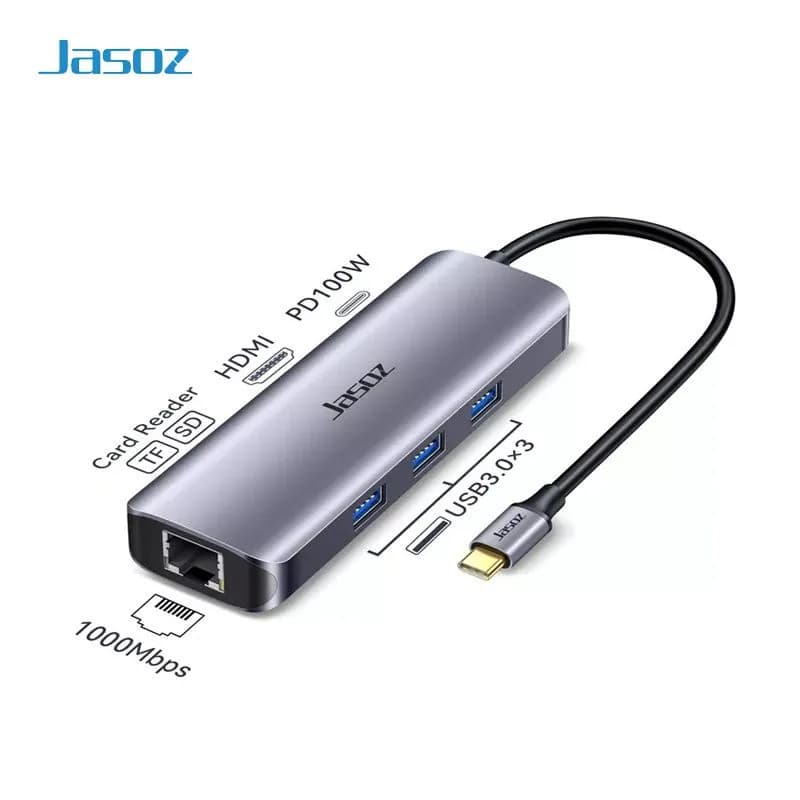 Hub Chuyển Đổi USB-C 8 Trong 1 Jasoz H112 T-H112 Vỏ Nhôm Cao Cấp