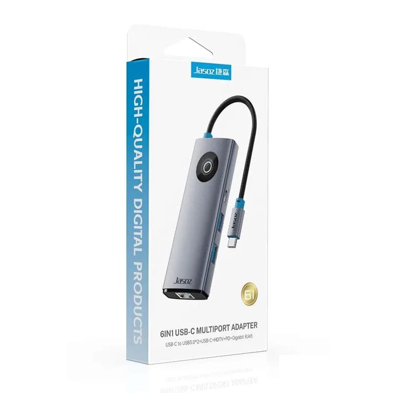 Hub Chuyển Đổi USB-C Sang HDMI, LAN Gigabit, USB 3.0, USB-C, PD 100W  JASOZ T-H111