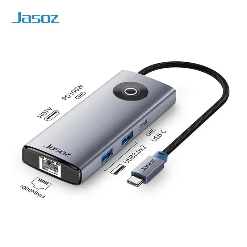 Hub Chuyển Đổi USB-C Sang HDMI, LAN Gigabit, USB 3.0, USB-C, PD 100W  JASOZ T-H111