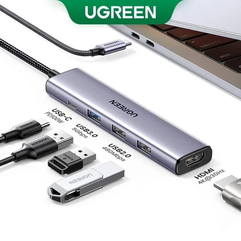 Hub Chuyển Đổi USB-C Sang HDMI 4K, USB 3.0, Sạc PD 100W Ugreen 15495
