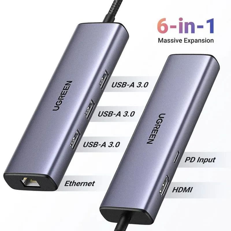 Hub Chuyển Đổi USB-C Sang HDMI 4K, LAN Gigabit, USB 3.0, PD 100W Ugreen 15598