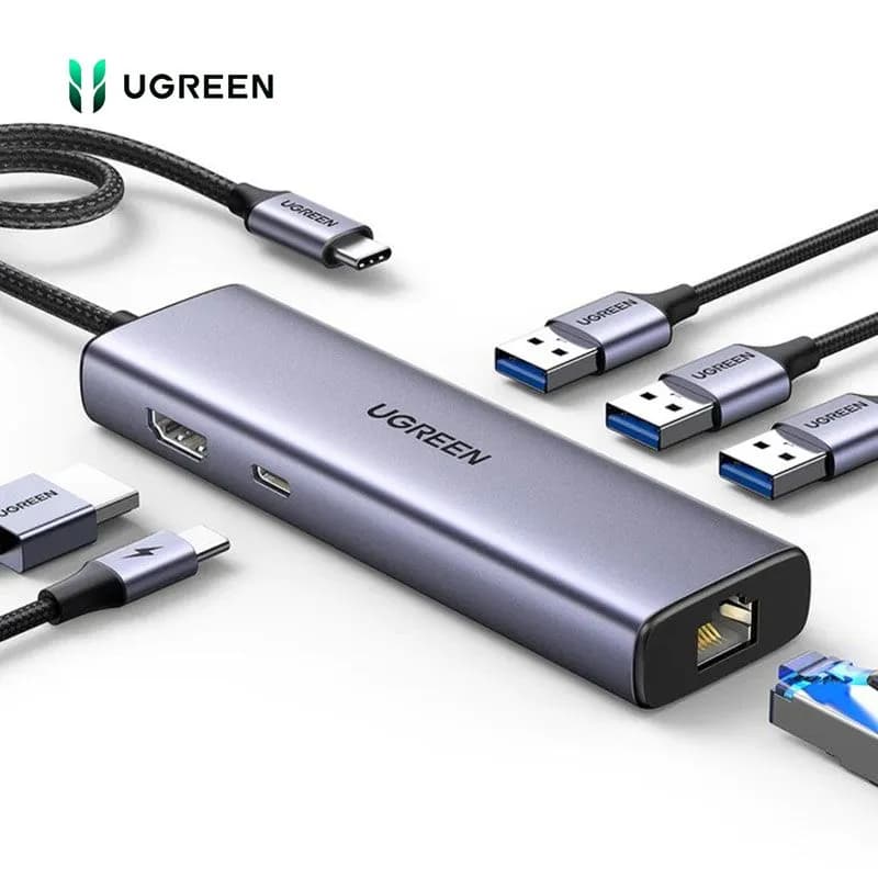 Hub Chuyển Đổi USB-C Sang HDMI 4K, LAN Gigabit, USB 3.0, PD 100W Ugreen 15598