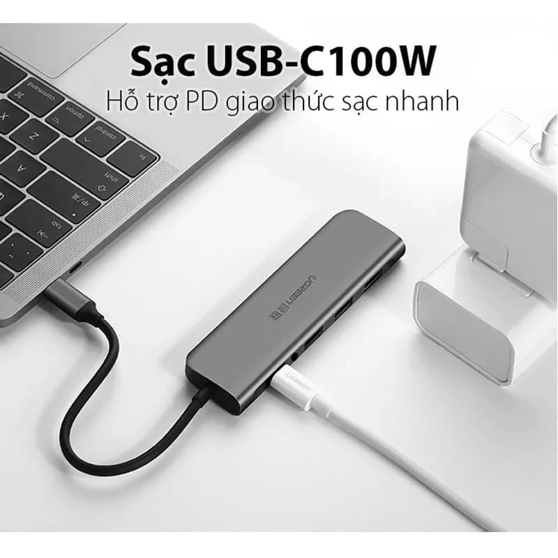 Hub Chuyển Đổi USB-C Sang HDMI 4K, USB 3.0, Audio 3.5mm, PD 100W Ugreen 80132 CM136 - hover