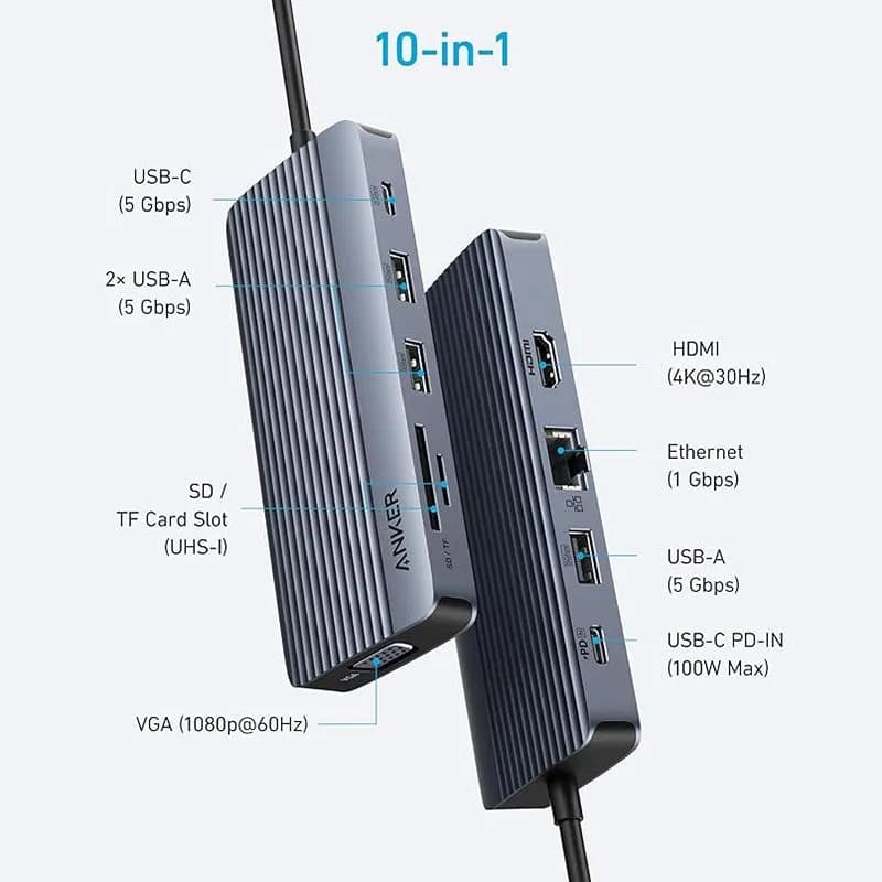 Bộ Chuyển Đổi USB-C 10 Trong 1 Anker A83C2HA1 - Hub USB Type C Mở Rộng Đa Năng Cho Macbook và Laptop - hover