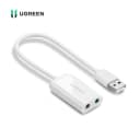 Card Sound USB 2.0 Sang Jack 3.5mm Tai Nghe & Mic Ugreen 30143 US205 (Màu Trắng) 1