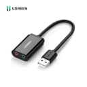 Card Sound USB 2.0 Sang Jack 3.5mm Tai Nghe & Mic Ugreen 30724 US205 (Màu Đen) 1