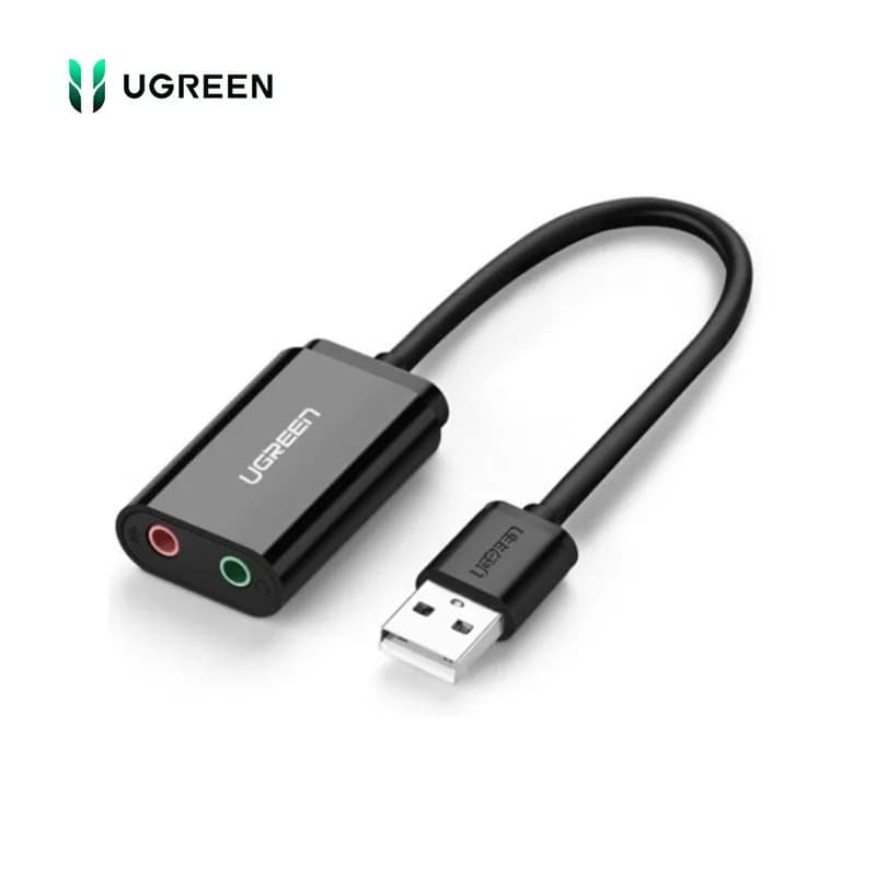 Card Sound USB 2.0 Sang Jack 3.5mm Tai Nghe & Mic Ugreen 30724 US205 (Màu Đen)