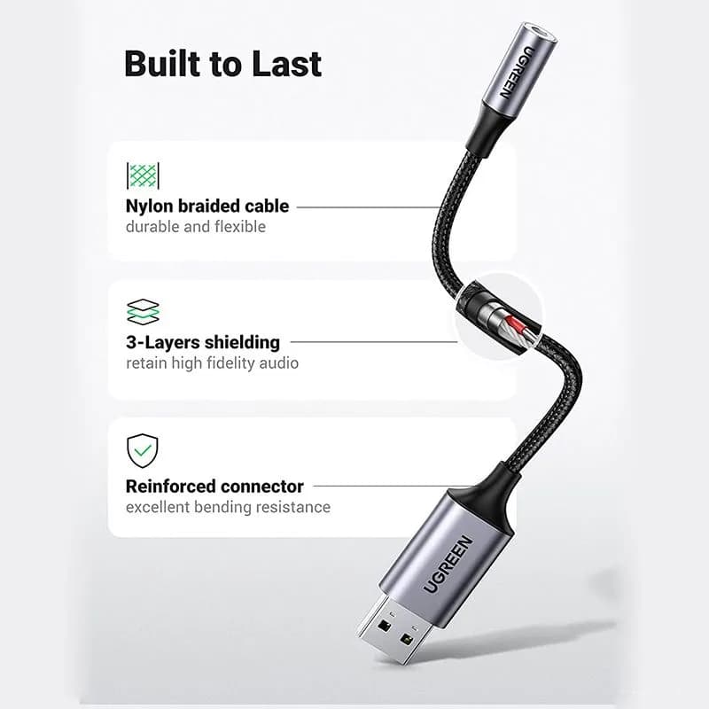 Card Sound USB 2.0 Sang Jack 3.5mm Audio & Mic Ugreen 30757 Dài 25cm