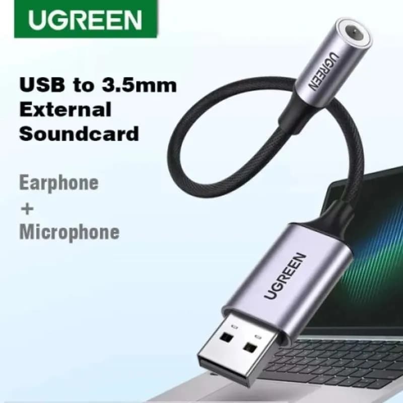 Card Sound USB 2.0 Sang Jack 3.5mm Audio & Mic Ugreen 30757 Dài 25cm