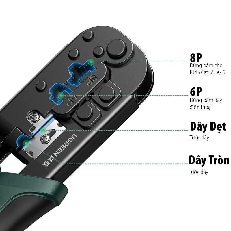 Kìm Bấm Dây Mạng Có Trợ Lực Ugreen 10952 - Tích Hợp Cắt, Tuốt Cáp Chuẩn RJ45/RJ11