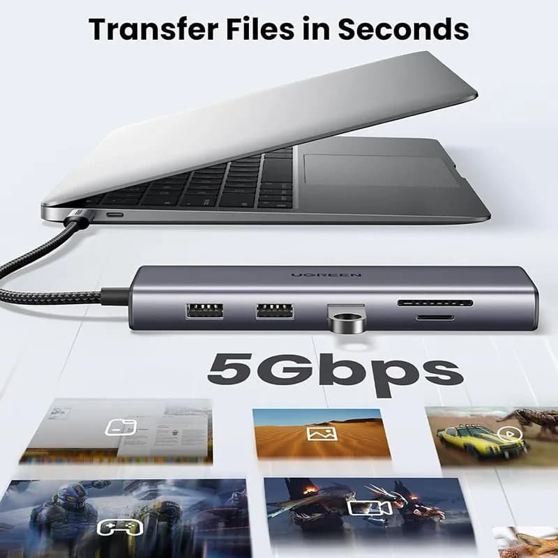 Hub Chuyển Đổi USB-C 10 Trong 1 Ugreen 15601 CM498 | Hỗ Trợ HDMI 4K, VGA, LAN Gigabit, Sạc PD 100W