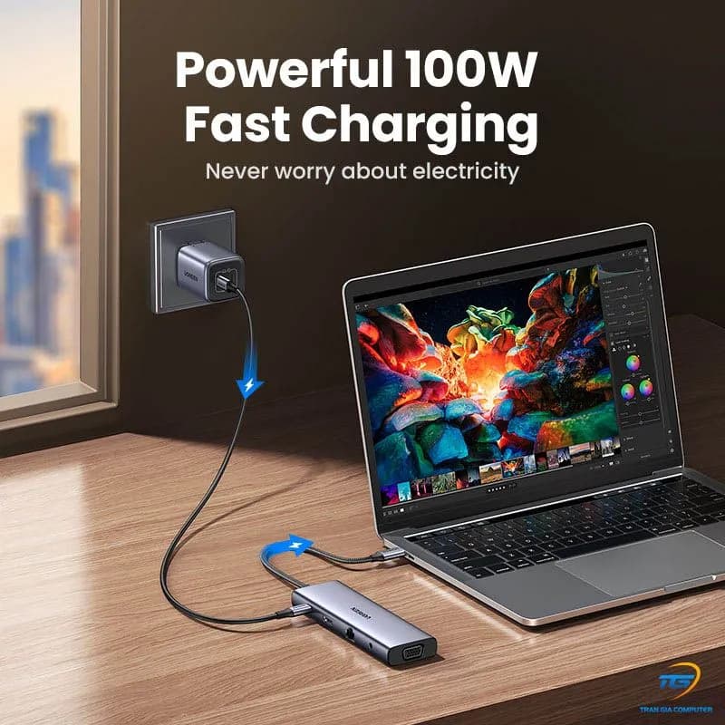Hub Chuyển Đổi USB-C 10 Trong 1 Ugreen 15601 CM498 | Hỗ Trợ HDMI 4K, VGA, LAN Gigabit, Sạc PD 100W