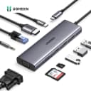 Hub Chuyển Đổi USB-C 10 Trong 1 Ugreen 15601 CM498 | Hỗ Trợ HDMI 4K, VGA, LAN Gigabit, Sạc PD 100W 1