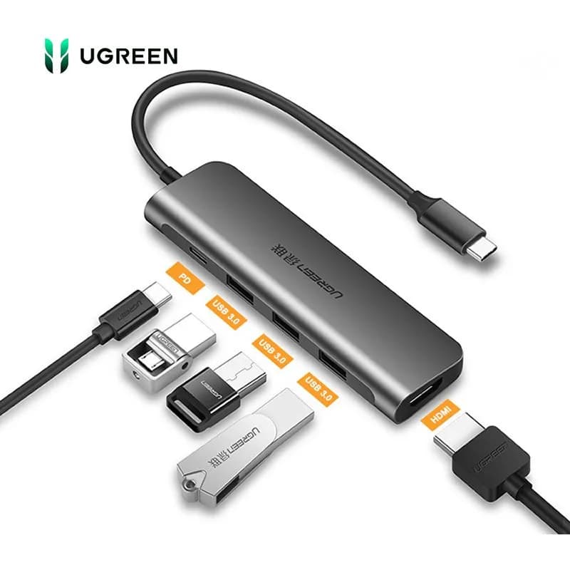 Bộ Chuyển Đổi USB Type C Sang HDMI 4K Kèm Hub USB 3.0 Và Cổng Sạc Type-C PD Ugreen 50209