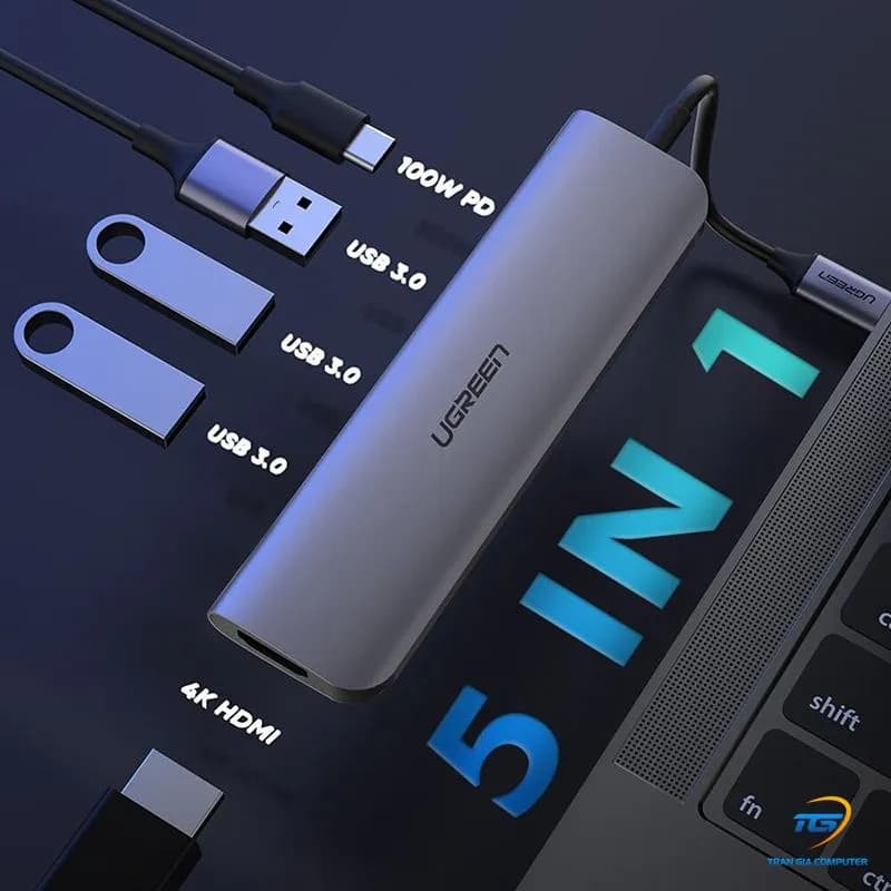 Bộ Chuyển Đổi USB Type C Sang HDMI 4K Kèm Hub USB 3.0 Và Cổng Sạc Type-C PD Ugreen 50209