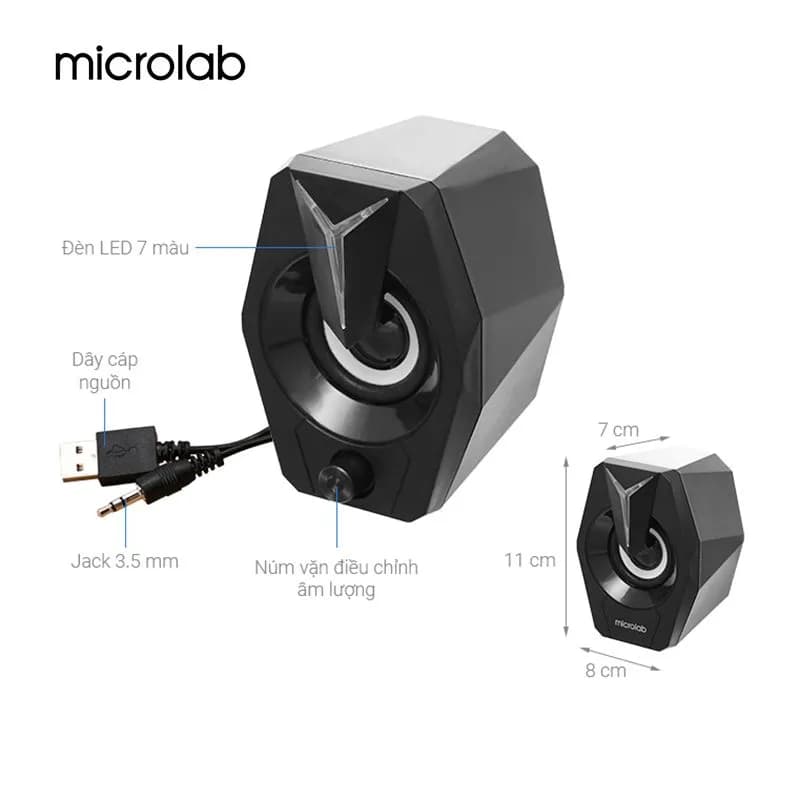 Loa Vi Tính 2.0 Microlab B26 LED RGB - Nhỏ Gọn, Âm Thanh Chất