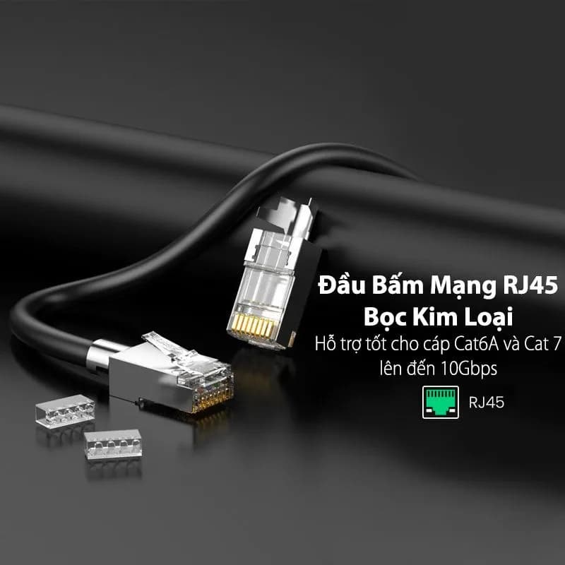 Hộp 100 Đầu Bấm Mạng RJ45 Cat6 Cấp Ugreen 50248 Bọc Nhôm Chống Nhiễu