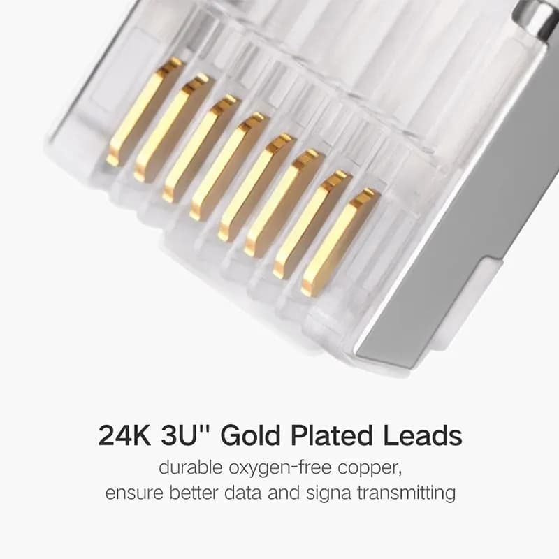 Đầu Bấm Mạng RJ45 Cat6 Ugreen 20333 Bọc Nhôm Chống Nhiễu (Túi 10 Đầu Mạng)