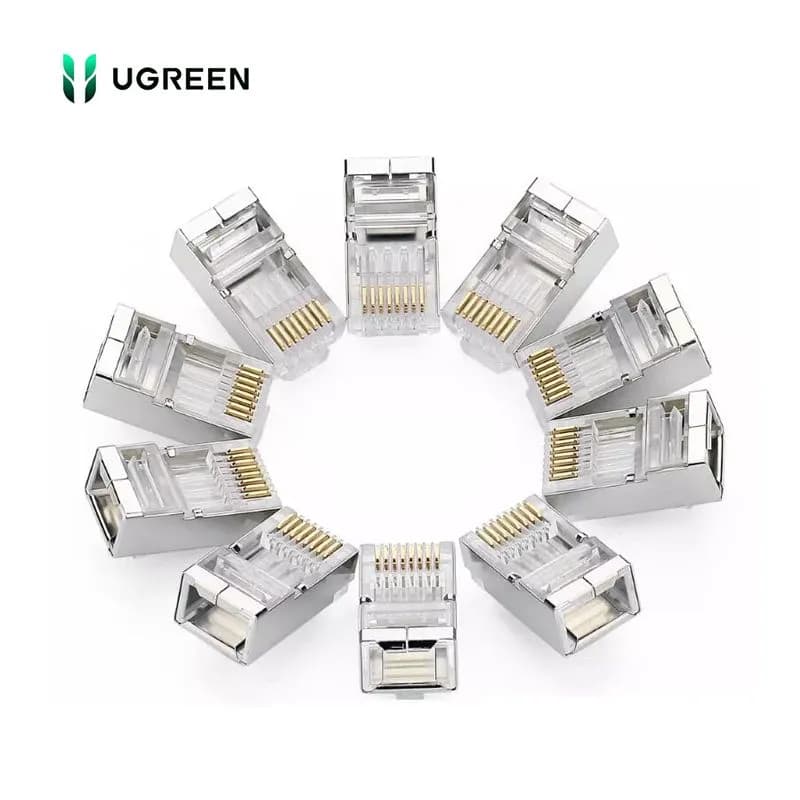 Đầu Bấm Mạng RJ45 Cat6 Ugreen 20333 Bọc Nhôm Chống Nhiễu (Túi 10 Đầu Mạng)