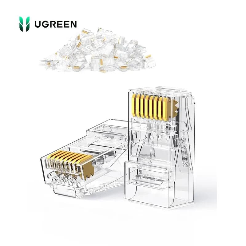 Hộp 100 Cái Đầu Bấm Mạng RJ45 Cat6 Ugreen 60558 Chân Đồng Mạ Vàng