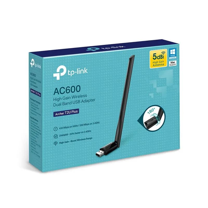 USB thu Wifi 2 băng tần AC600 TP-Link T2U Plus có ăng ten cho PC, Laptop - hover