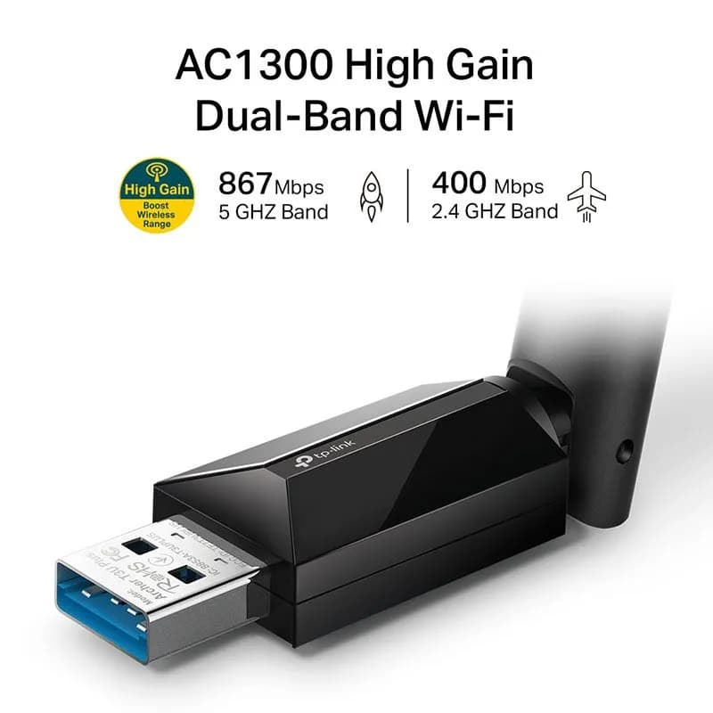 USB Thu Sóng Wifi TP-Link Archer T3U Plus AC1300 Băng Tần Kép Có Ăng-Ten