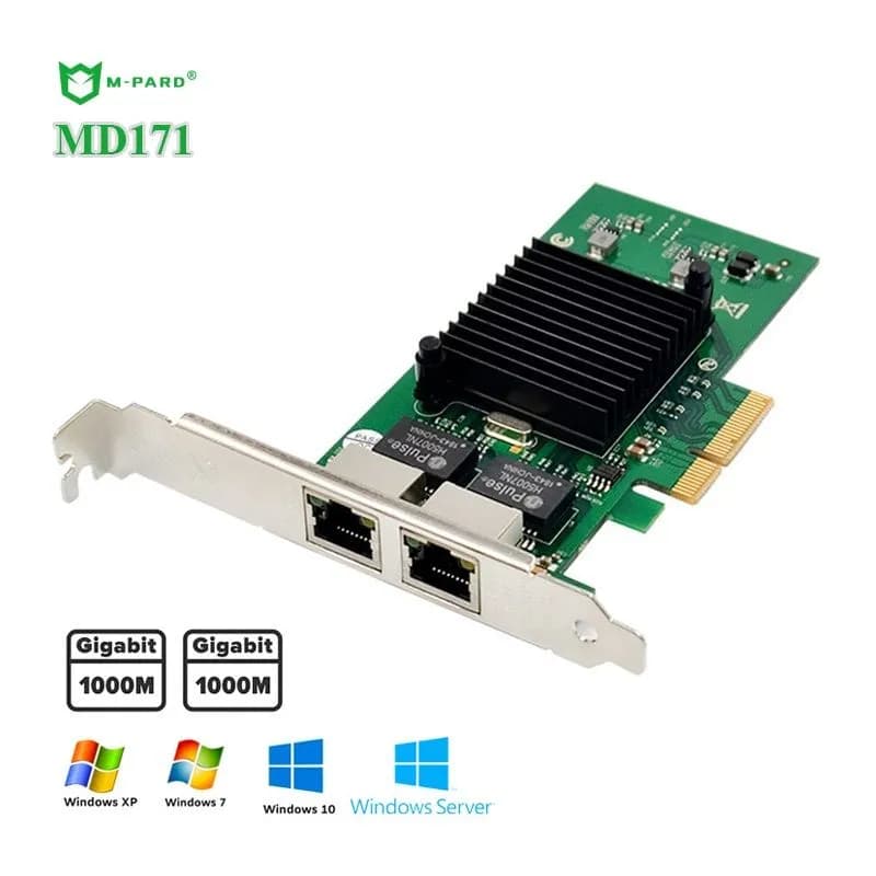Card Mở Rộng PCIe x1 Sang 2 Cổng LAN Gigabit M-Pard MD171 1000Mbps - hover