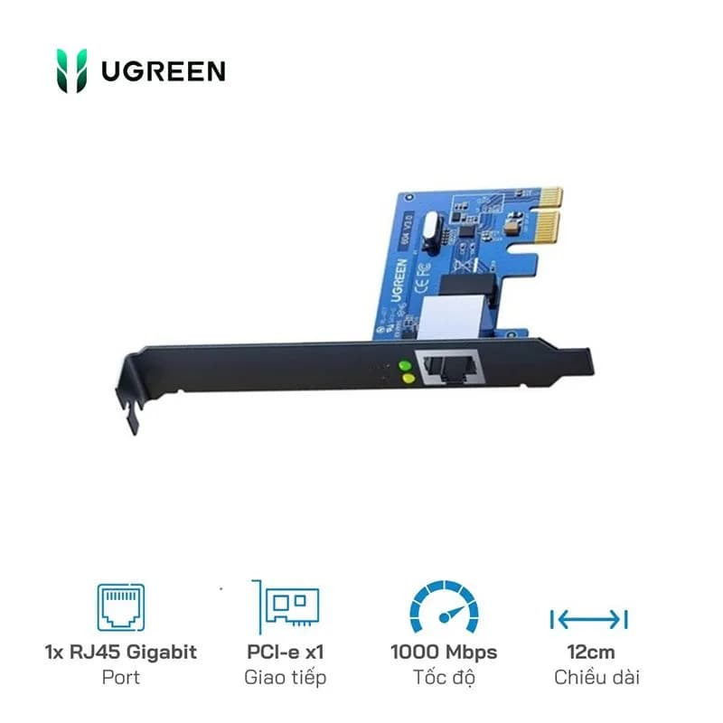 Card Mạng LAN Cho PC Ugreen 30771 PCIe Gigabit 10/100/1000Mbps - hover