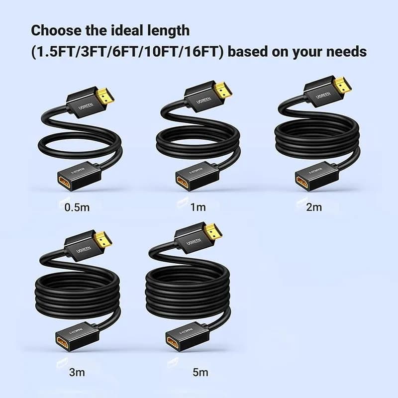 Cáp HDMI Nối Dài Ugreen HD107 Cao Cấp (0.5m - 5m) Hỗ Trợ 4K 3D
