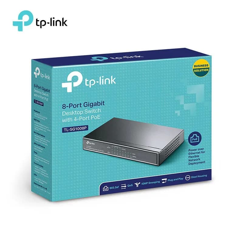 Bộ Chia Mạng 8 Cổng TP-Link TL-SG1008P Gigabit (Tích Hợp 4 Cổng PoE 55W) Vỏ Thép