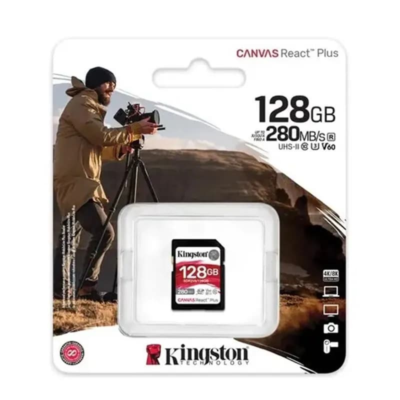 Thẻ nhớ SDXC Kingston Canvas React Plus 128GB UHS-II V60 280MB/s (SDR2V6/128GB) - hover