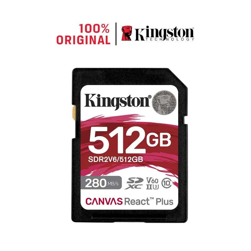 Thẻ nhớ SDXC Kingston Canvas React Plus 512GB UHS-II V60 280MB/s (SDR2V6/512GB)