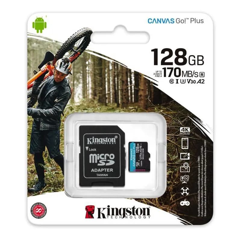 Thẻ nhớ MicroSDXC Kingston Canvas Go! Plus 128GB 200MB/s U3 V30 A2 Kèm Adapter (SDCG3/128GB) - hover