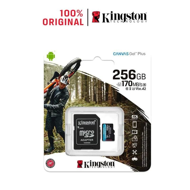 Thẻ nhớ MicroSDXC Kingston Canvas Go! Plus 256GB 170MB/s U3 V30 A2 Kèm Adapter (SDCG3/256GB)