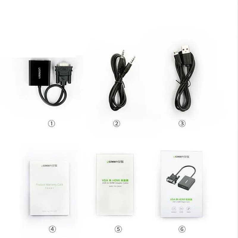 Cáp Chuyển Đổi VGA Sang HDMI Kèm Cổng Cáp Âm Thanh Audio Ugreen 60814 - hover